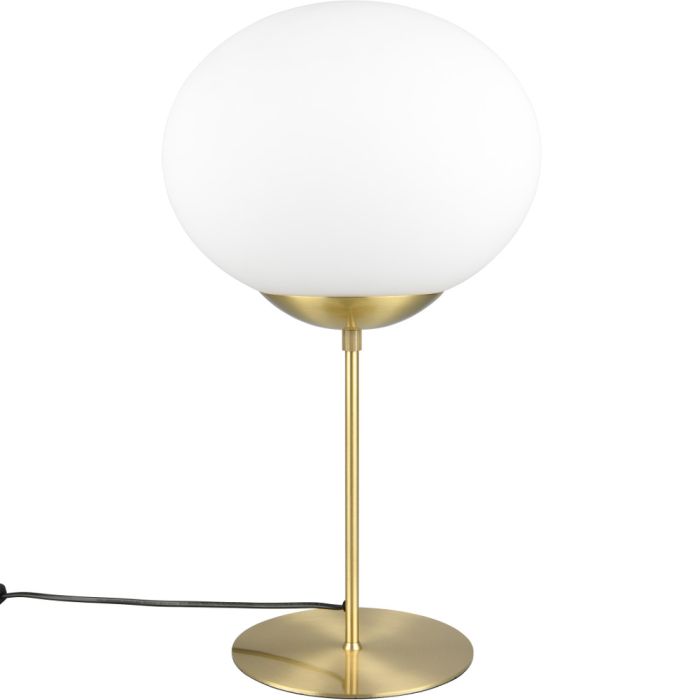 Trio Fomento 563100108 mat messing tafellamp met wit ovaal glazen kap