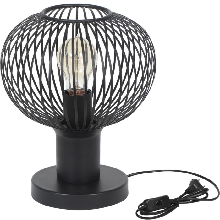 Trio Gila 565700132 mat zwarte tafellamp met bolvormige kap van metaaldraad