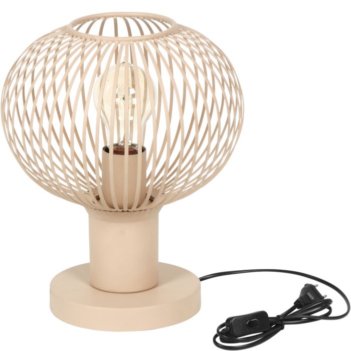 Trio Gila 565700166 zand kleurige tafellamp met bolvormige kap van metaaldraad