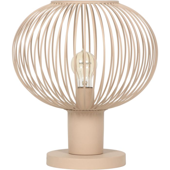 Trio Gila 565790166 zand kleurige 37cm hoge tafellamp met bolvormige kap van metaaldraad