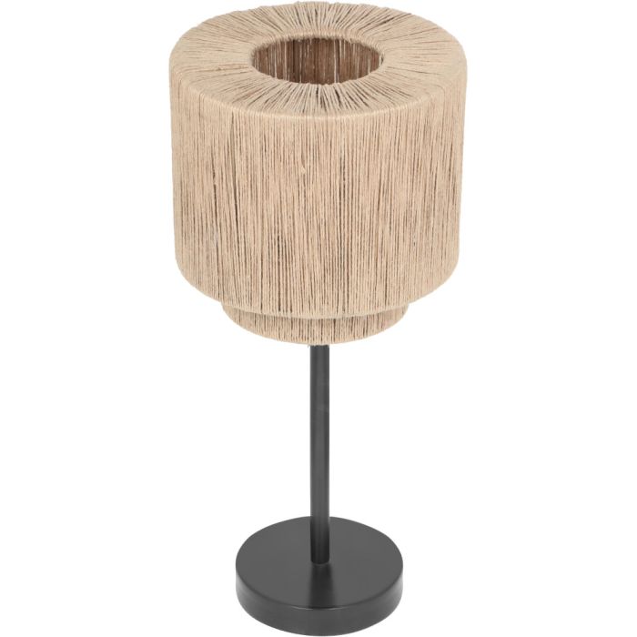 Trio Smilla 566800136 zwarte tafellamp met kap van jute touwen