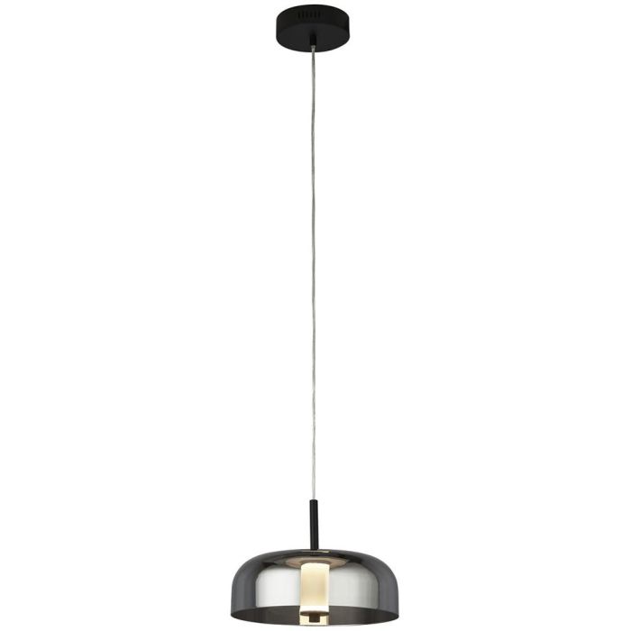 Searchlight Frisbee 59803-1SM zwarte rookglazen hanglamp met kap in de vorm van een frisbee