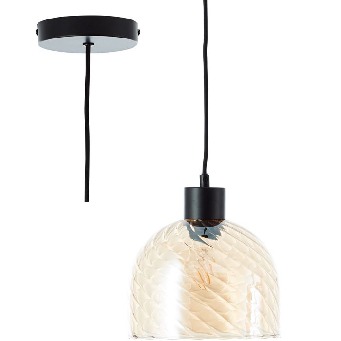 Brilliant Castro 60108/20 zwarte hanglamp met amber glas