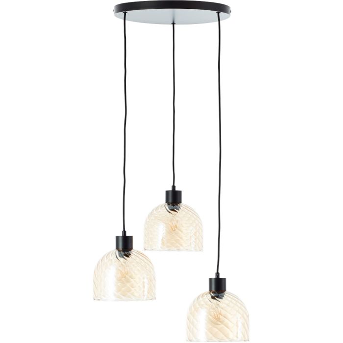 Brilliant Castro 60109/20 zwarte hanglamp met amber glas