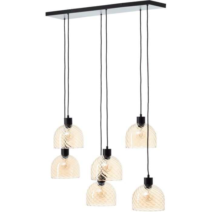 Brilliant Castro 60110/20 zwarte hanglamp met amber glas