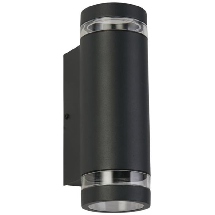 Searchlight Austin 61100GY antraciet grijze buitenlamp met up en down licht en glazen randje voor een zijwaarts lichteffect