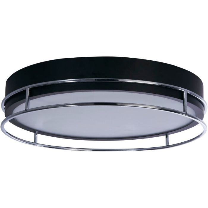 Searchlight Phoenix 62013-3CC zwarte badkamer plafonniere van 40cm met chromen opstaande rand