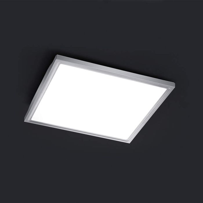 Trio Future 622714007 vierkante staalkleurige plafonnière met LED paneel