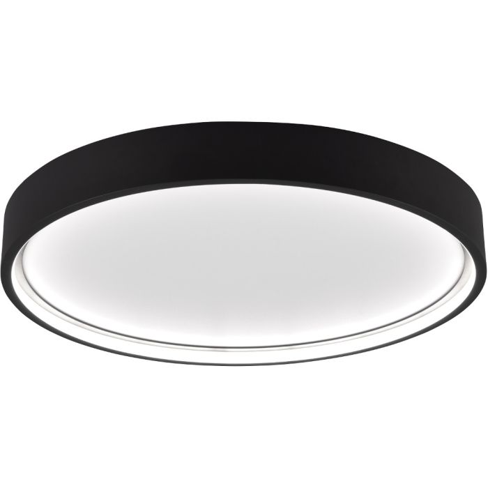 Trio Doha 641310232 mat zwarte plafonniere met LED paneel en LED ring