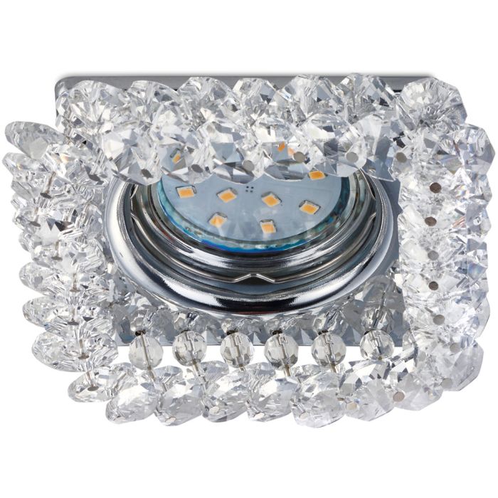 Trio Dolomite 651800152 chromen vierkante inbouwspot met rand van kristallen