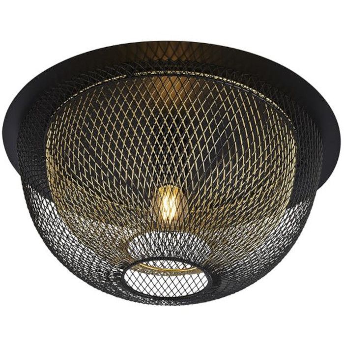 Searchlight Honeycomb 6840BGO zwart met gouden plafonniere