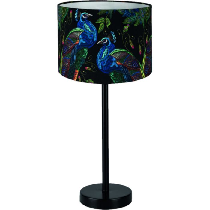 Britop Pauw 724090104 tafellamp met fluwelen kap met pauwen