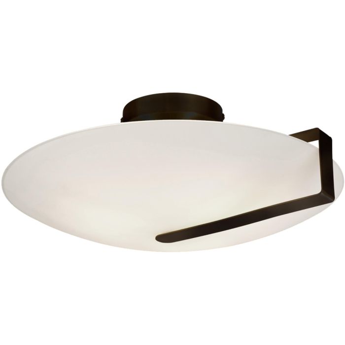 Searchlight Sundial mat glazen schijfvormige plafonniere met een zwart metalen band