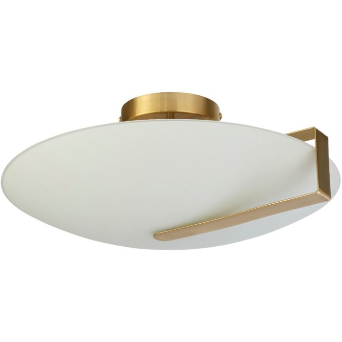 Searchlight Sundial mat glazen schijfvormige plafonniere met goudkleurige band