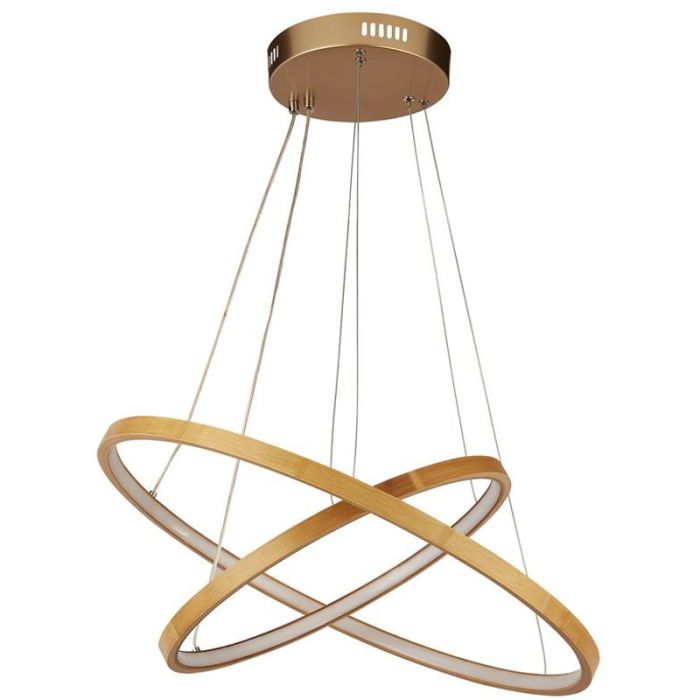 Searchlight Eternity hanglamp met twee bamboe ringen van 50cm in diameter en met LED aan de binnenzijde