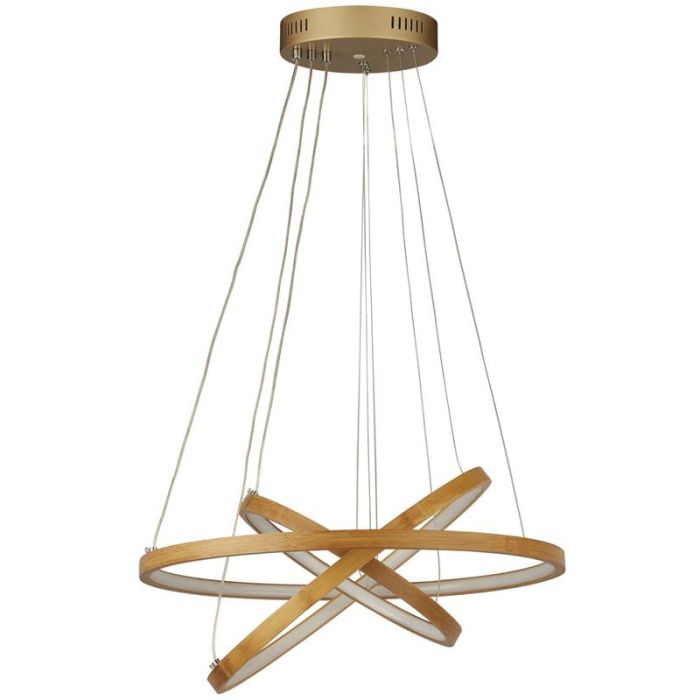 Searchlight Eternity hanglamp met drie bamboe ringen van 50cm met LED aan de binnenzijde