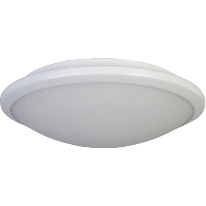 Searchlight Knutsford witte badkamer plafonniere van 31cm in diameter met mat glazen schaal en geintegreerde LED
