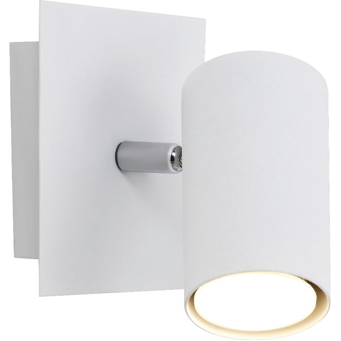 Trio Marley 802400101 wit metalen wandspotje met vierkante wandplaat en cilindervormig spotje met GU10 lamp