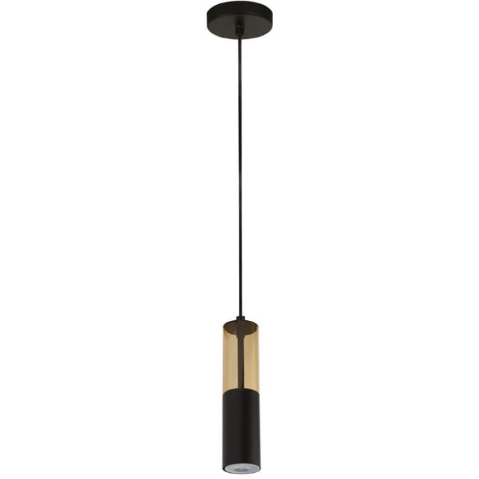 Searchlight Merrygold 82121-1BK zwarte hanglamp met amber acryl