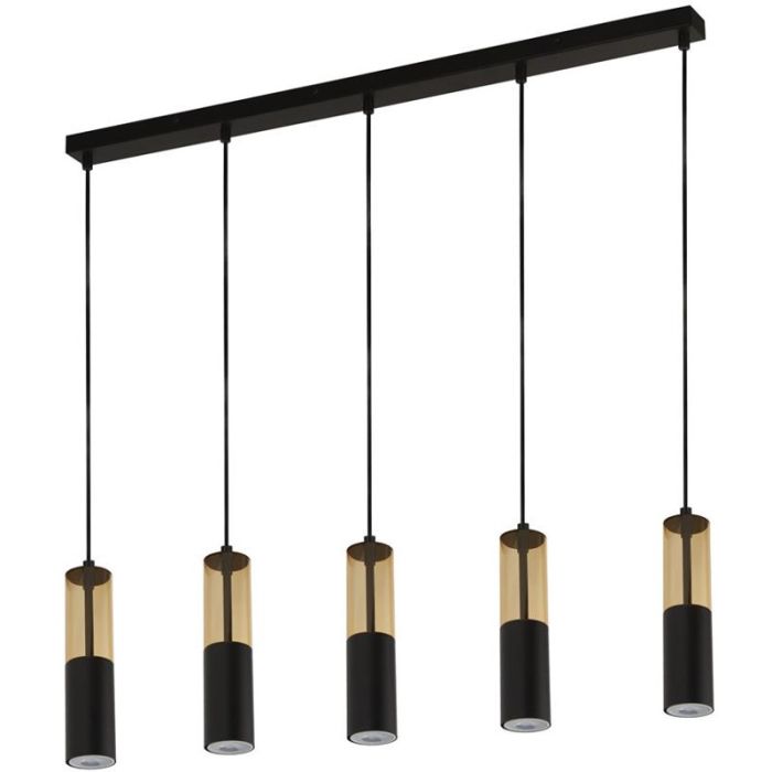 Searchlight Merrygold 82121-5BK zwarte met amber kleurige hanglamp