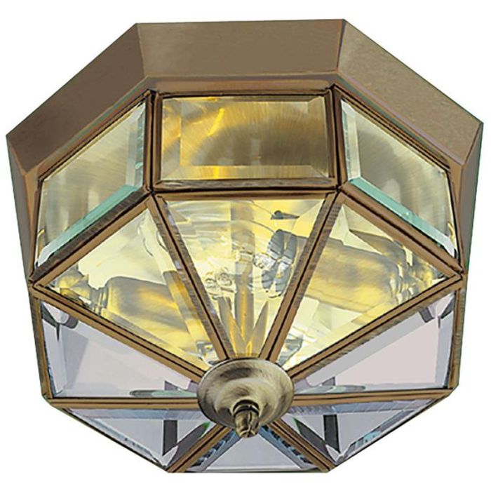 Searchlight Pisa klassieke bronzen plafonniere met afgeschuind glazen ruitjes