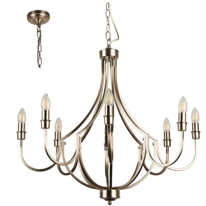 Searchlight Lodge 82918-8SS staal kleurige metalen kroonluchter