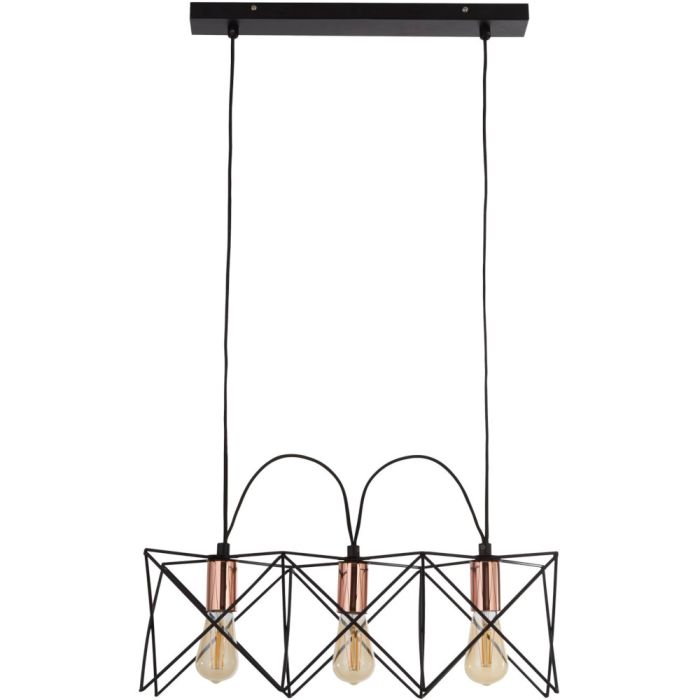 Searchlight Anthea 8413-3BK zwarte hanglamp met koperen lamphouders