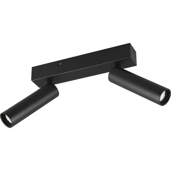 Trio Ambala 849210232 zwarte spot met twee cilindervormige dunne spotjes met bevestigingsbalkje met schakelaar om de lichtkleur in te stellen