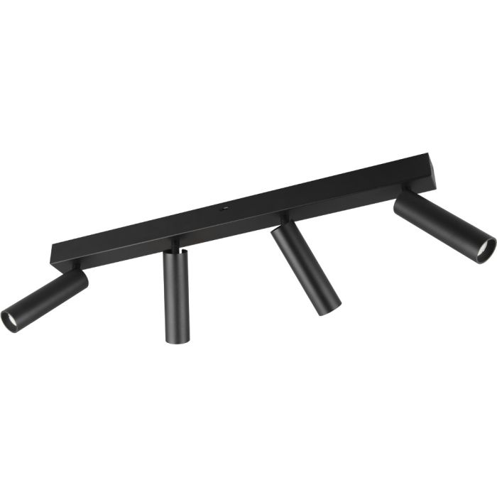 Trio Ambala 849210432 zwarte spot met vier cilindervormige dunne spotjes met bevestigingsbalkje met schakelaar om de lichtkleur in te stellen