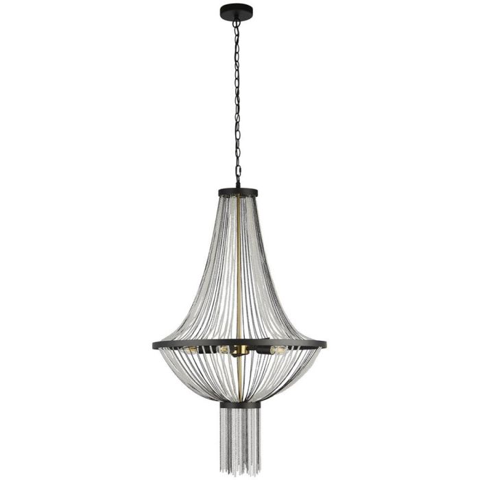 Searchlight Baguette 86353-5BK zwart met messing kroonluchter