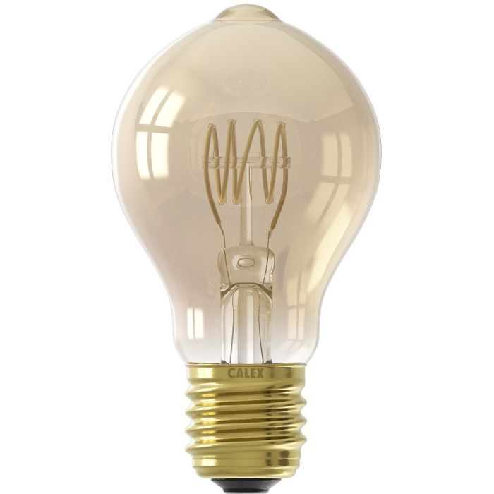 1001001900 8712879156741 Calex Standaard A60DR Goud Flex Filament 220-240V 5.5W 470lm 2100K E27 Dimbaar met LED dimmer