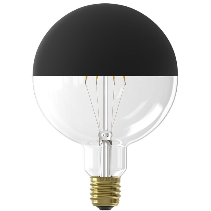 2001000100 8712879150671 Calex Kopspiegel G125 Zwart Straight filament 220-240V 4W 200lm 1800K E27 Dimbaar met LED dimmer