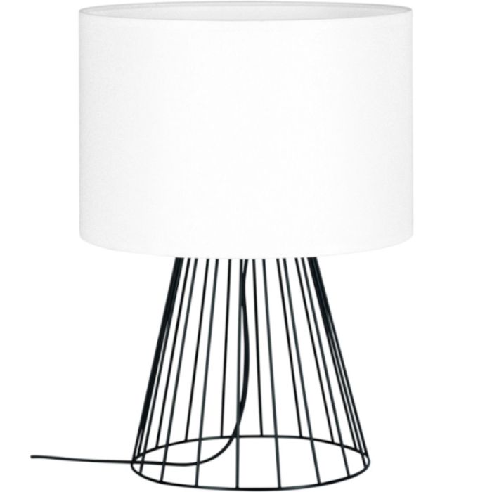 Britop Swan 89229104 tafellamp van zwart metaaldraad en witte kap van textiel