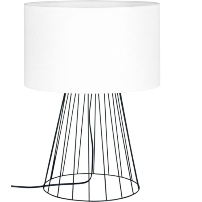 Britop Swan 89329104 tafellamp van zwart metaaldraad en wit textiel