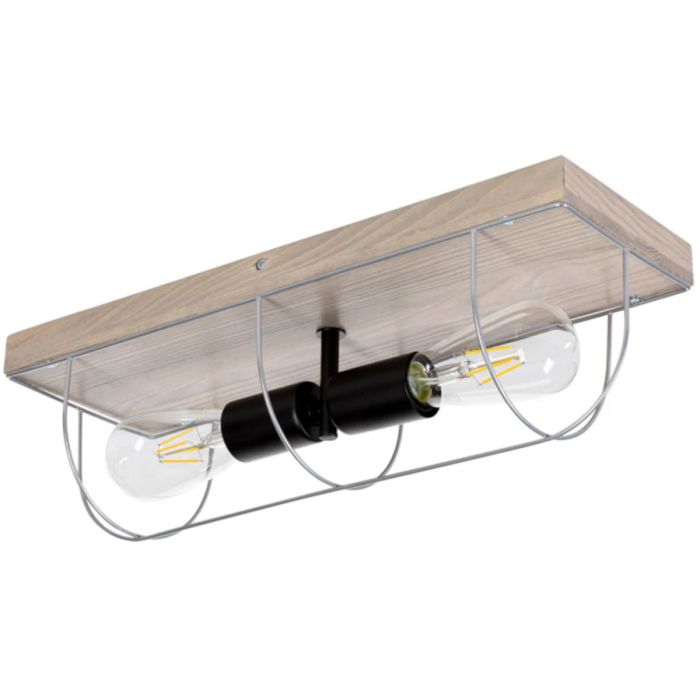 Britop Netuno 92073257 zwart met zilver plafondlamp met grijs grenen