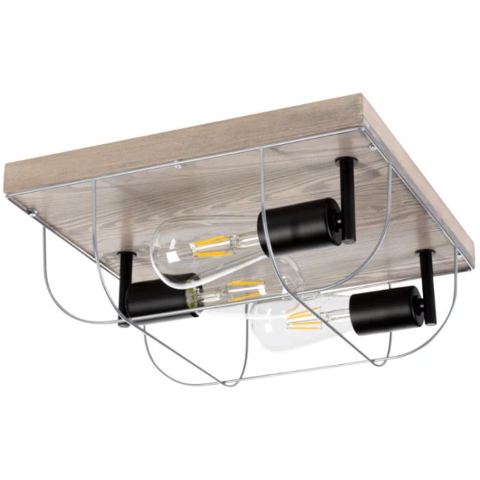 Britop Netuno 92073357 zwart met zilver plafondlamp met grijs grenen