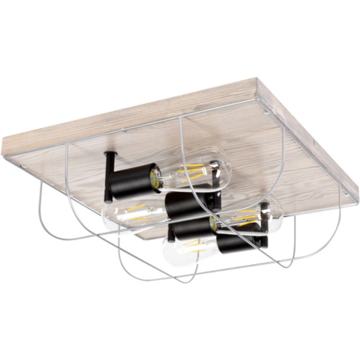 Britop Netuno 92074457 zwart met zilver plafondlamp met grijs grenen