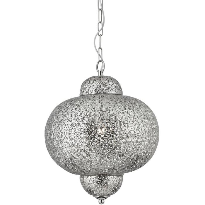 Searchlight Fretwork 9221-1SS zilverkleurige hanglamp lasercut