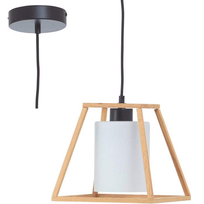 Brilliant Giseh 92844/09 houten hanglamp met opaal glas