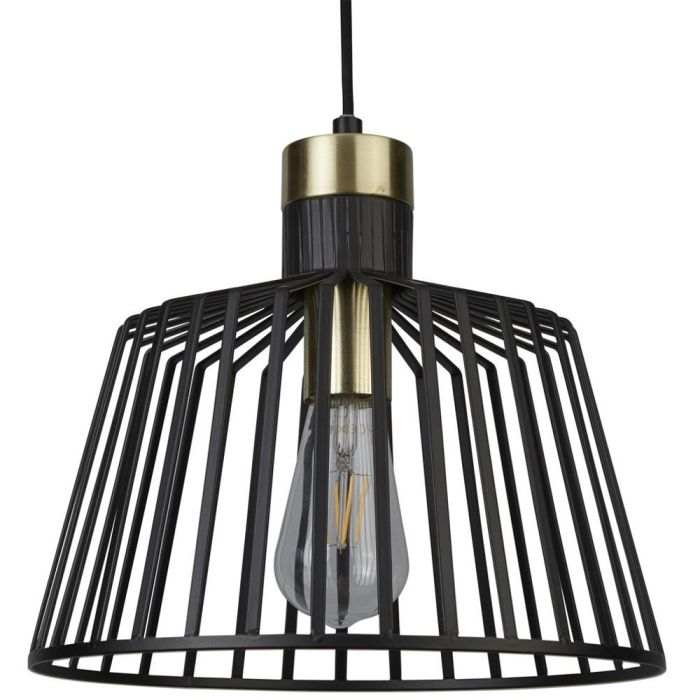 Searchlight Bird Cage 9411BK zwarte hanglamp met messing details
