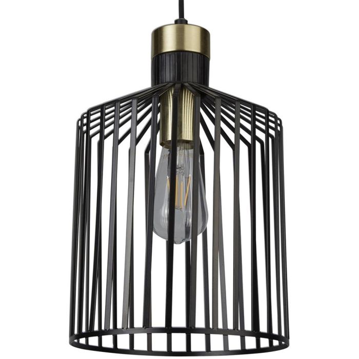 Searchlight Bird Cage 9413BK zwarte hanglamp met messing details