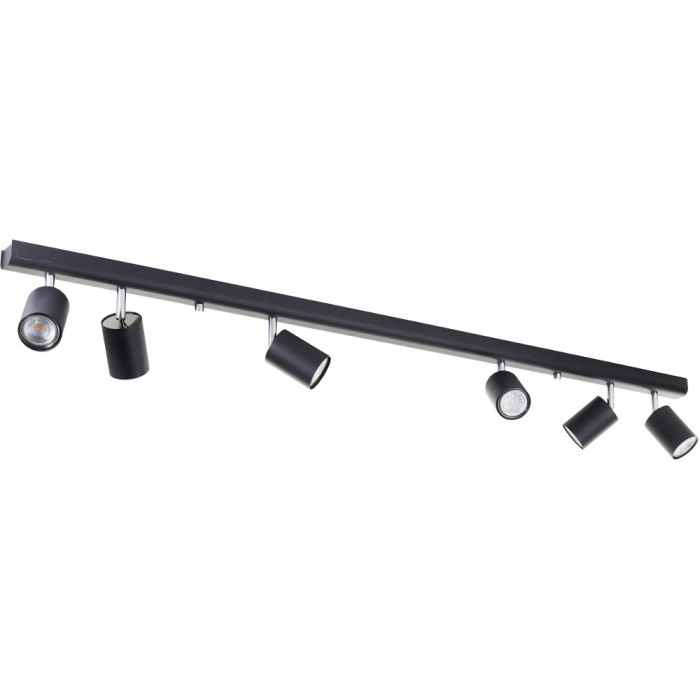 Brilliant Different 94416/06 zwarte plafondspot met zes zwart metalen spotjes met brandende GU10 lampen