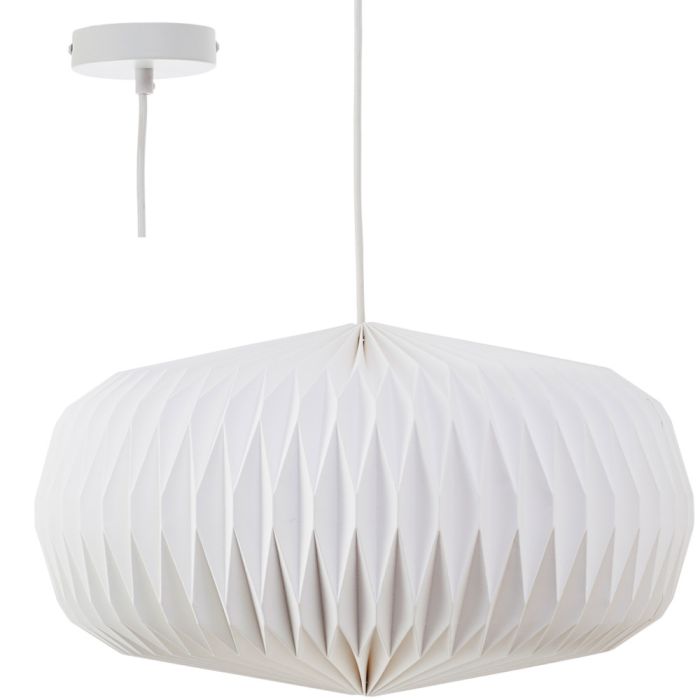 Brilliant June 98999/05 witte hanglamp met ovale kap van gevouwen rijstpapier
