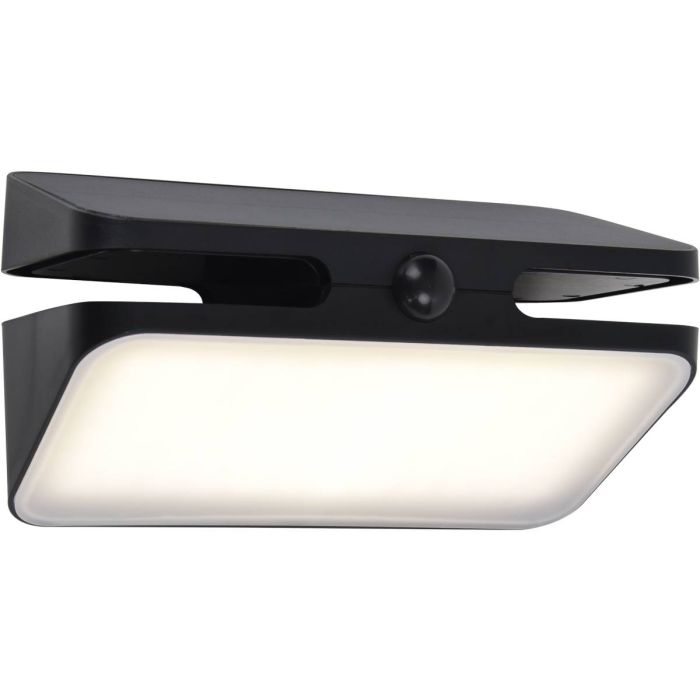 Lutec Aero wandlamp voor buiten met zonnepaneel van 21 cm breed met bewegingsmelder