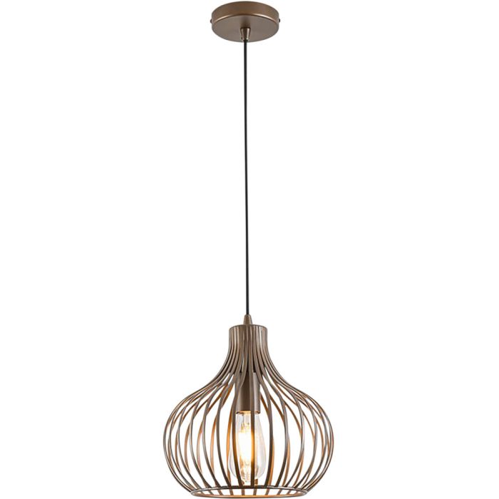 Freelight Aglio brons-goud kleurige hanglamp van 28cm in diameter met open kap van metalen draden