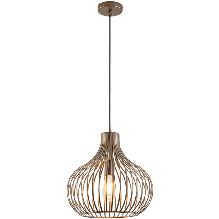Freelight Aglio brons-goud kleurige hanglamp van 38cm in diameter met open kap van metalen draden