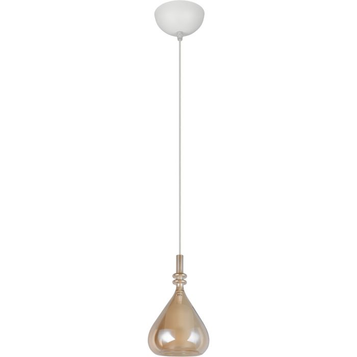 Trio Aldea amber glazen hanglamp met een diameter van 12cm met een wit glazen binnenschaal
