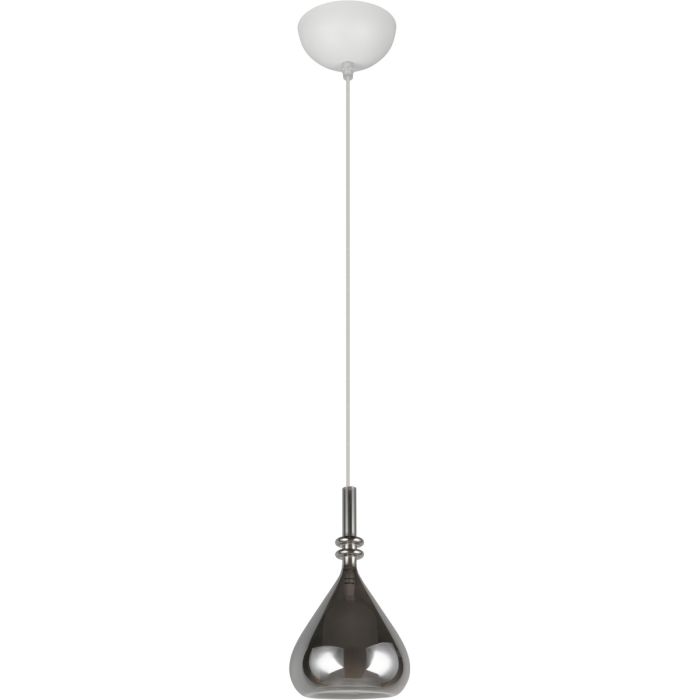 Trio Aldea verchroomd glazen hanglamp met een diameter van 12cm met een wit glazen binnenschaal