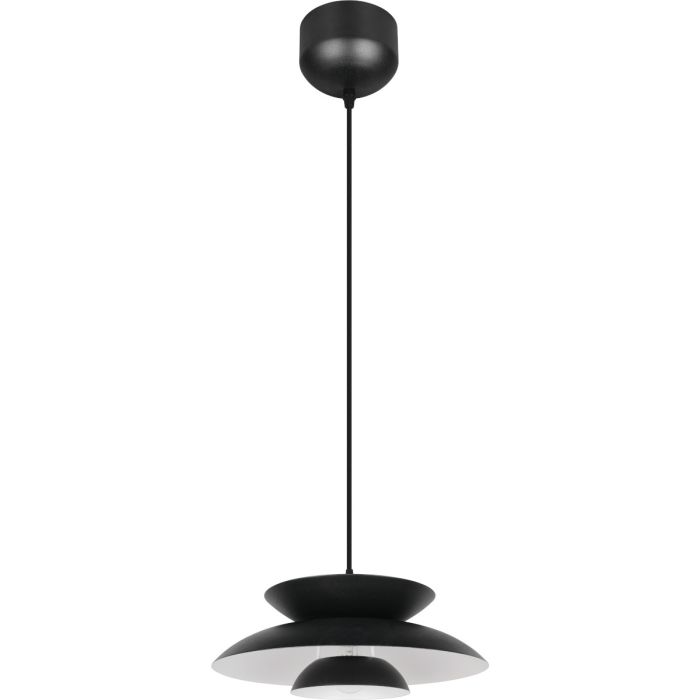 Reality Amarila zwarte metalen hanglamp van 40cm in diameter met kap van drie schaalvormige elementen