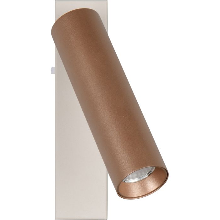 Trio Ambala 849210165 koffiebruine cilindervormige spot met zandkleurig bevestigingsbalkje met schakelaar om de lichtkleur in te stellen